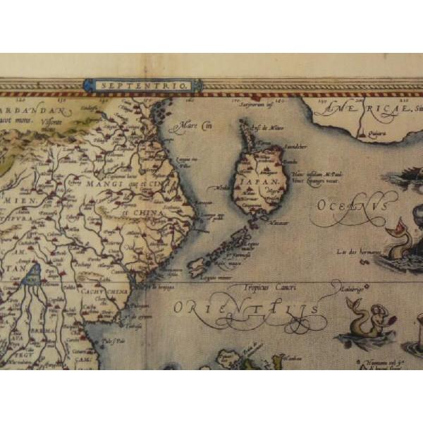 1570年オルテリウス製『世界の舞台』　日本／アジア地図　複製　アルミフレーム｜import5｜04