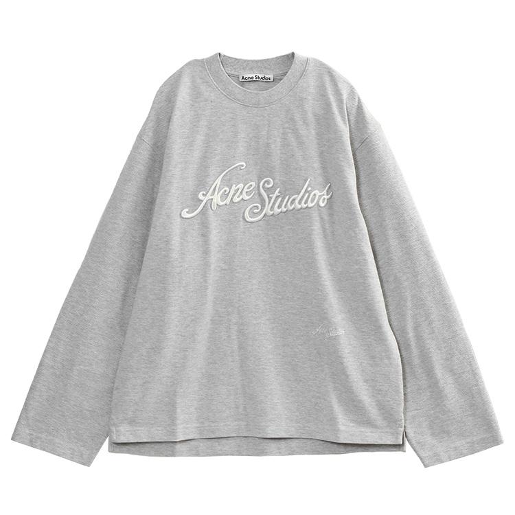 アクネストゥディオス Acne Studios ロンT 3D刺繍ロゴ 長袖 鹿の子 Tシャツ CL0369-92Hの画像
