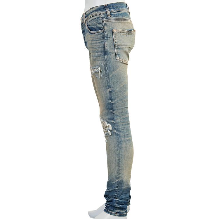 AMIRI アミリ ジーンズ BANDANA JACQUARD JEAN AMDNSY1004 VINTAGE INDIGO スーパーストレッチ ダメージ リペアの画像