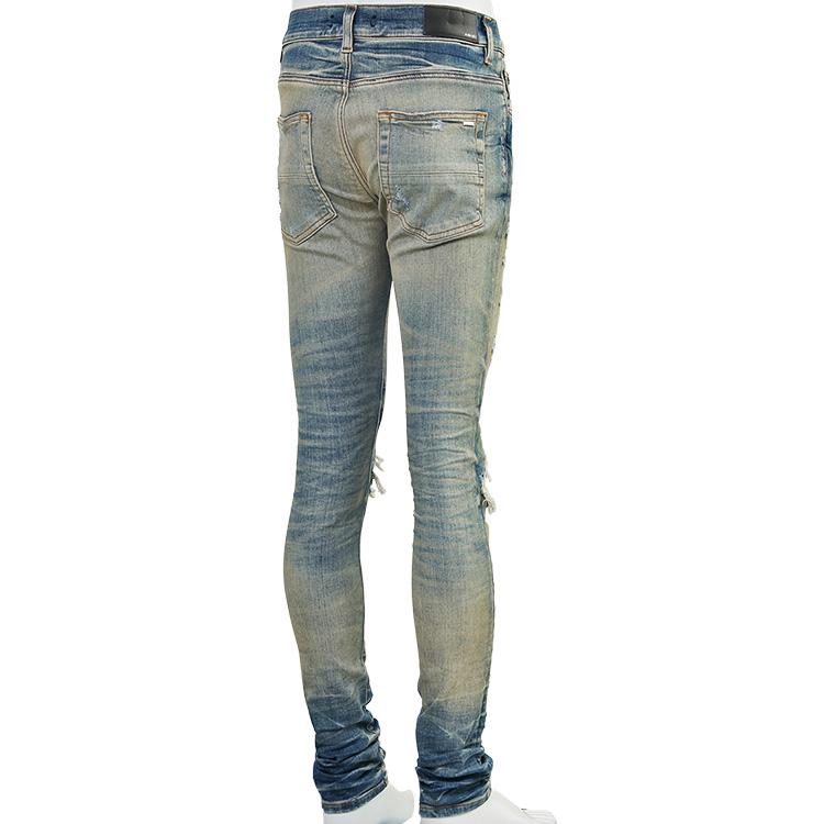 AMIRI アミリ ジーンズ BANDANA JACQUARD JEAN AMDNSY1004 VINTAGE INDIGO スーパーストレッチ ダメージ リペアの画像