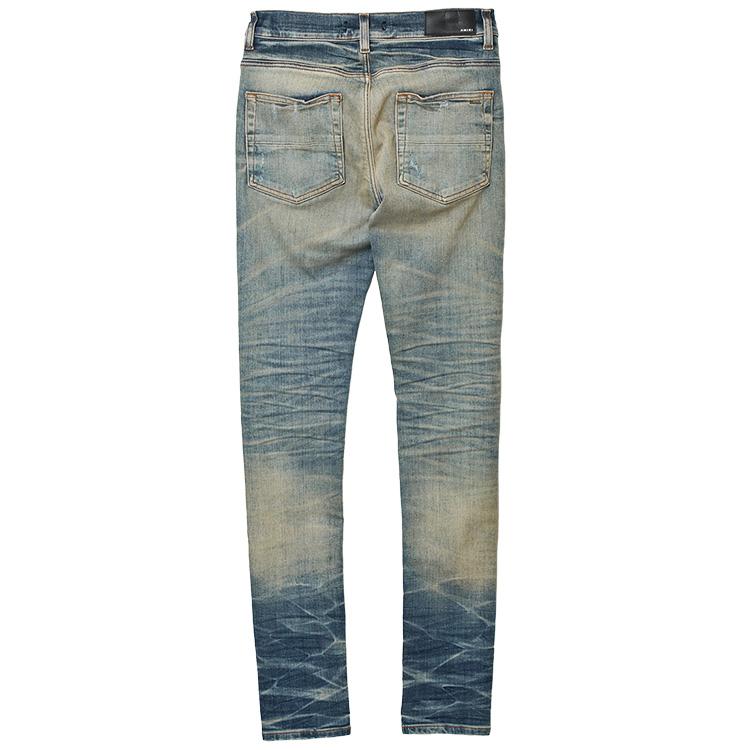 AMIRI アミリ ジーンズ BANDANA JACQUARD JEAN AMDNSY1004 VINTAGE INDIGO スーパーストレッチ ダメージ リペアの画像