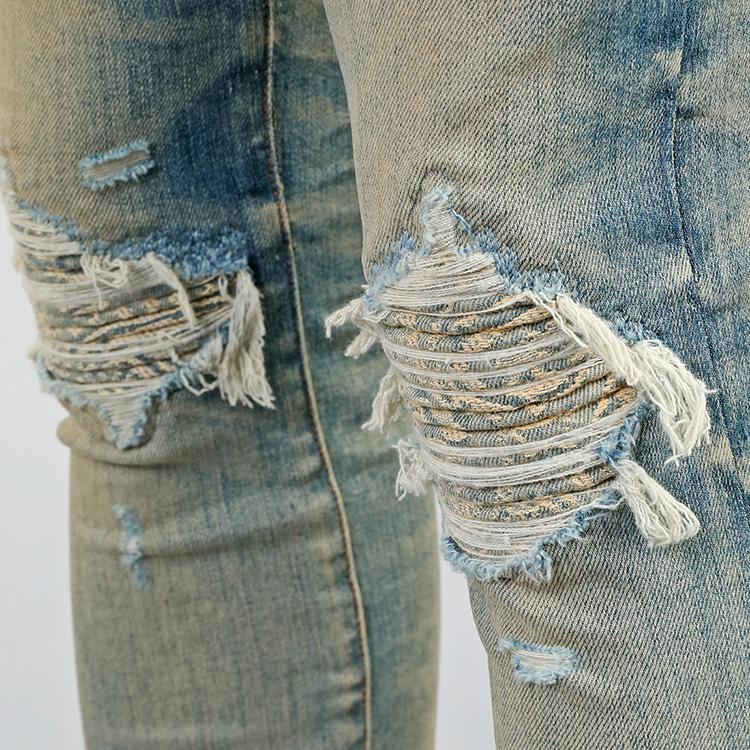 AMIRI アミリ ジーンズ BANDANA JACQUARD JEAN AMDNSY1004 VINTAGE INDIGO スーパーストレッチ ダメージ リペアの画像