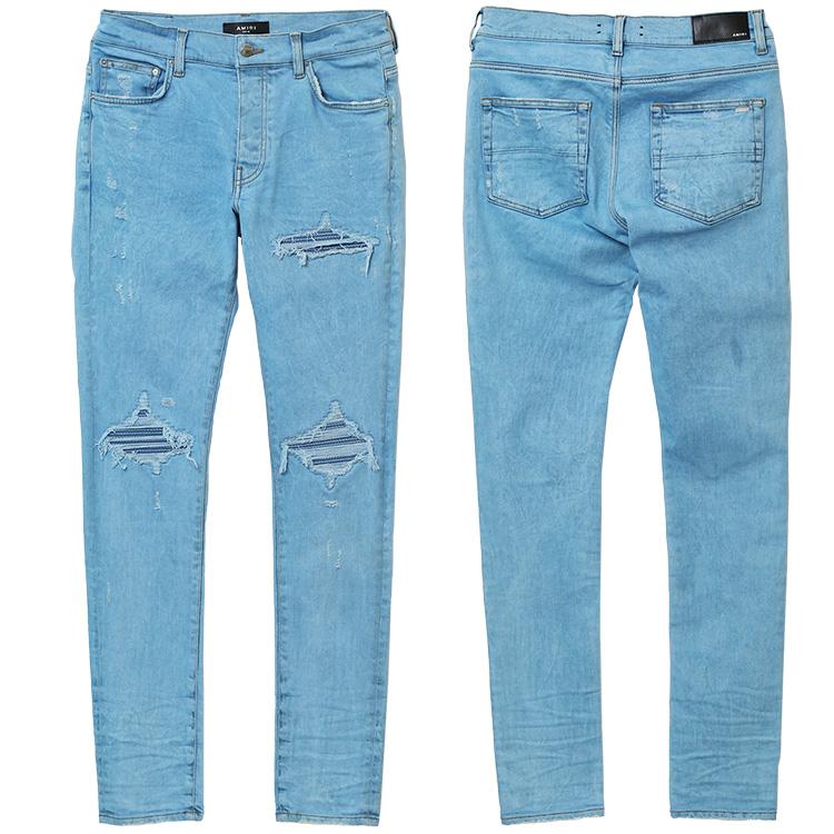 AMIRI アミリ AMDNSY1022 ASHLEY_BLUE Overdyed Mesh MX1 JEAN オーバーダイ メッシュ ダメージ デニムの画像