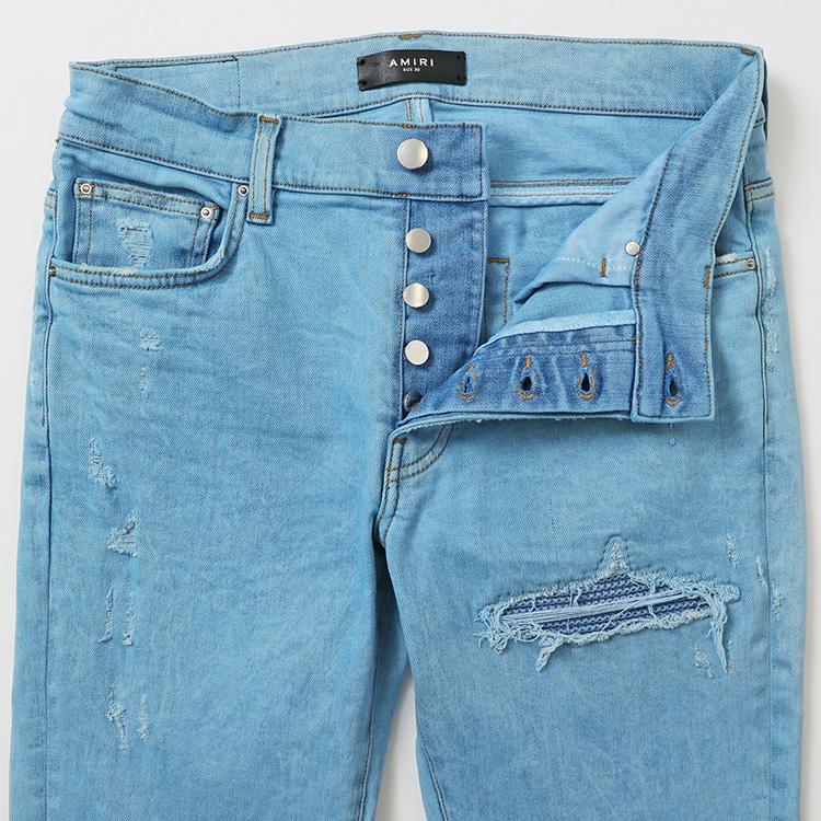 AMIRI アミリ AMDNSY1022 ASHLEY_BLUE Overdyed Mesh MX1 JEAN オーバーダイ メッシュ ダメージ デニムの画像