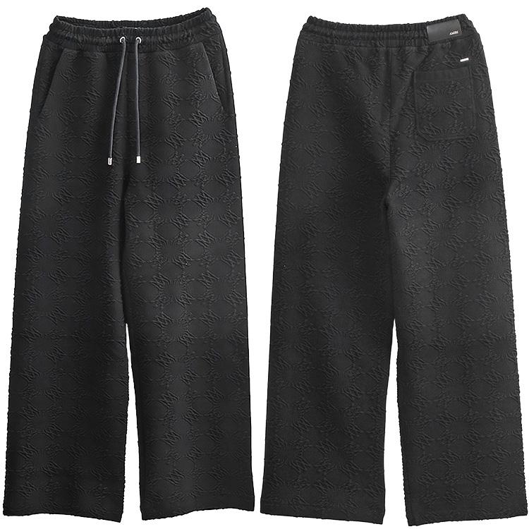 AMIRI アミリ MA QUAD 総柄 ワイド スウェットパンツ メンズ AMBMPA1022-001 BLACKの画像