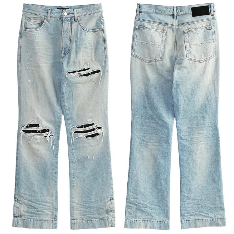 アミリ AMIRI リップド ジーンズ MX1 STRAIGHT FLARE JEAN AMBMJE1026-575 MIST INDIGOの画像