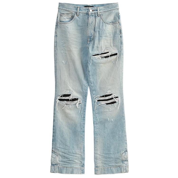 アミリ AMIRI リップド ジーンズ MX1 STRAIGHT FLARE JEAN AMBMJE1026-575 MIST INDIGOの画像