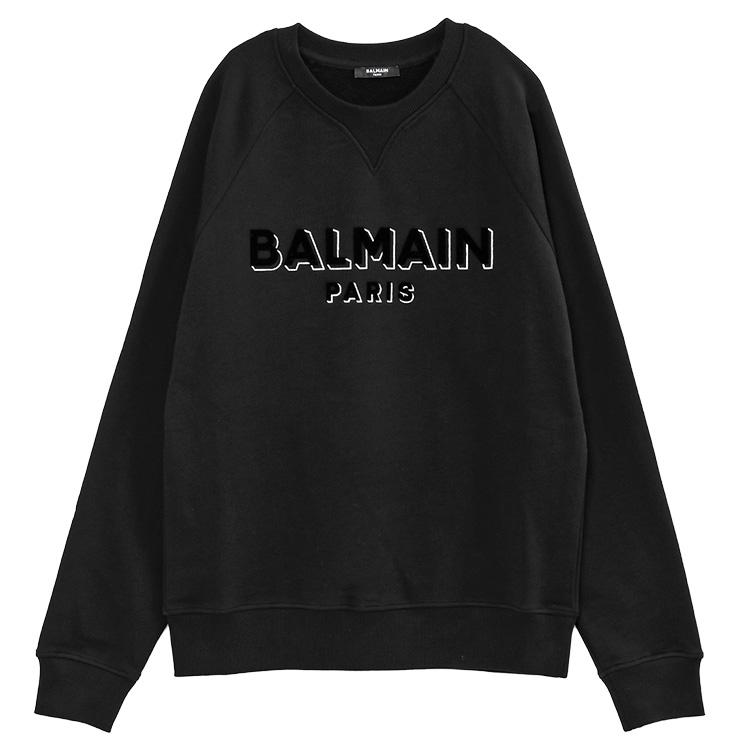 BALMAIN バルマン トレーナー メタリックフロック スウェットシャツ 