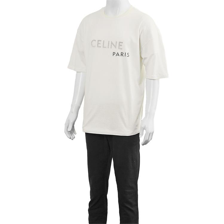 セリーヌ CELINE ダブルレイヤー Tシャツ RX0DT0F17-01OB：ホワイトの画像