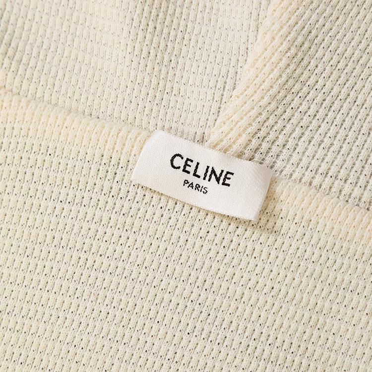 セリーヌ CELINE ベルベット ジップアップ パーカー RY0GC0F09-19JJ ブラウン/エクリュの画像
