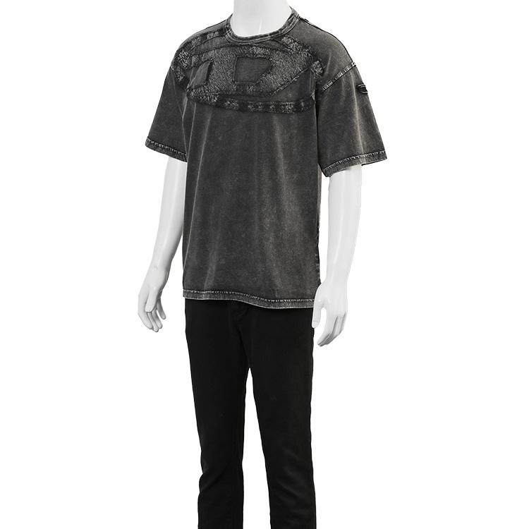 ディーゼル DIESEL Tシャツ オーバルD T-BOXT-DEN A19545-0HGBX メンズ ユーズド加工 ガーメントダイ ブラックの画像