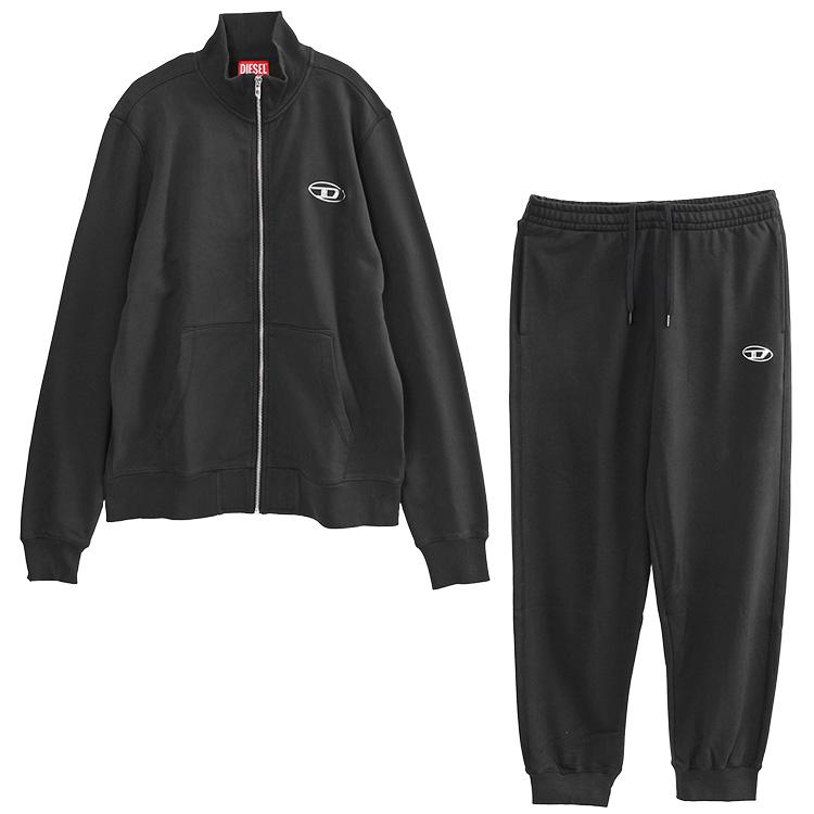 ディーゼル DIESEL セットアップ ジップスウェット スウェットパンツ メタリック オーバルD A21873/A21794-900 メンズ ブラックの画像