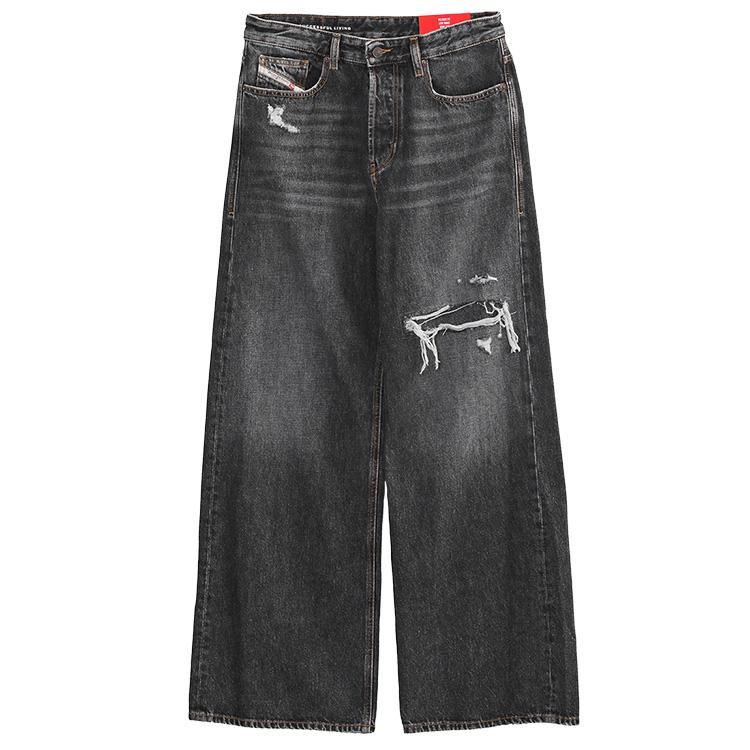 ディーゼル DIESEL ワイド ジーンズ D-RISE A06370-007DN メンズ リラックスフィット ブラック デニムの画像