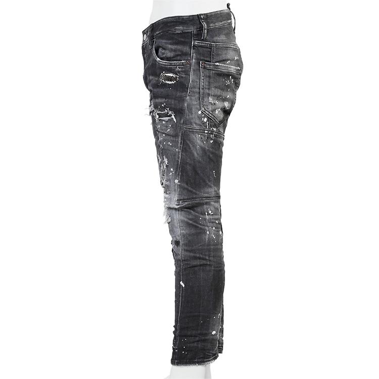 DSQUARED2 バイカー ジーンズ BLACK DIAMOND & STUDS WASH TIDY BIKER 