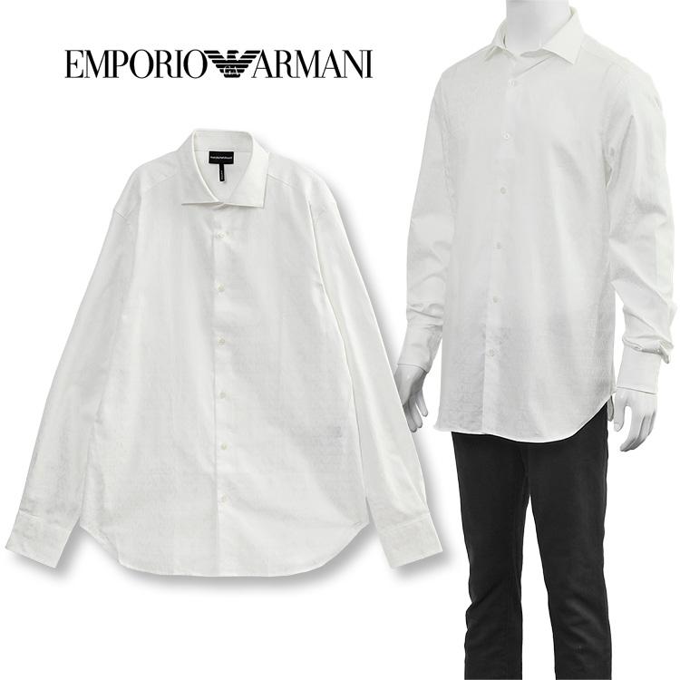 EMPORIO ARMANI アルマーニ 総柄 シャツ ポプリン製 エンボスEA EMPORIO ARMANI アルマーニ 総柄 シャツ ポプリン製 エンボスEA