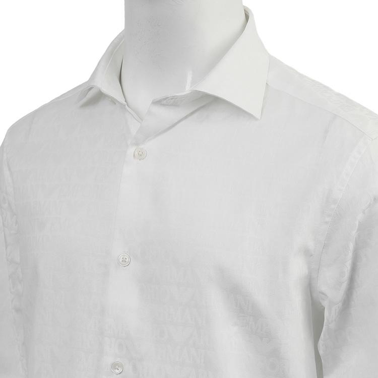 EMPORIO ARMANI アルマーニ 総柄 シャツ ポプリン製 エンボスEAロゴ 