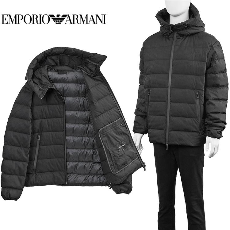 EMPORIO ARMANI アルマーニ メンズ 総柄 ダウン フード付き ナイロン 