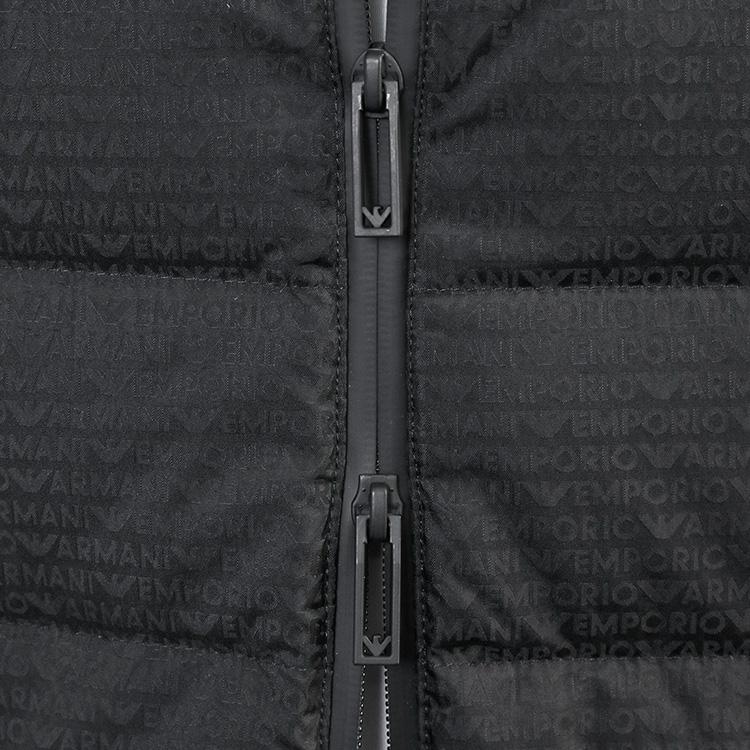 アルマーニ メンズ 総柄 ダウン EMPORIO ARMANI フード付き ナイロン ダウンジャケット EM003043-AF15384-UC001 ブラックの画像