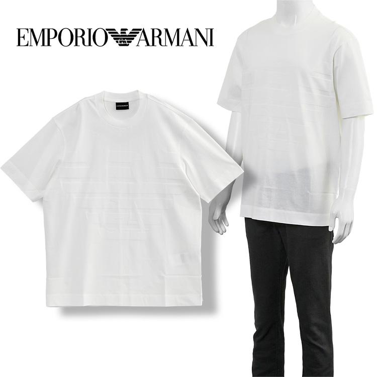 EMPORIO ARMANI アルマーニ 同色ロゴ Tシャツ ジャガードイーグル 