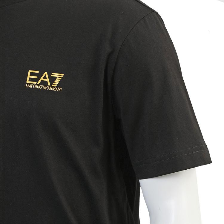 EA7 Tシャツ Logo Series バックプリント 縦ロゴ ブラック