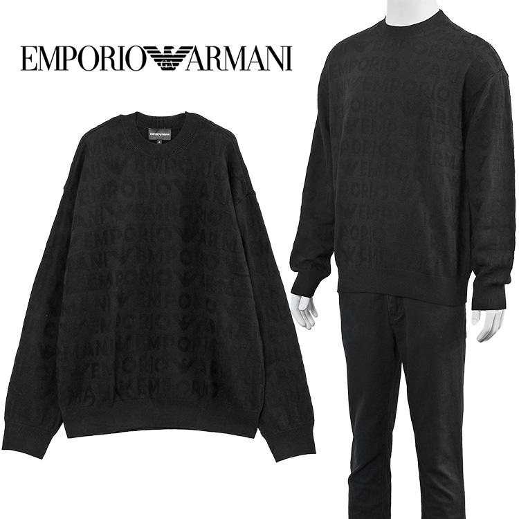 EMPORIO ARMANI エンポリオアルマーニ セーター ジャカード オールオーバーロゴレタリング 6D1MXK-1MJNZ-0999 ...