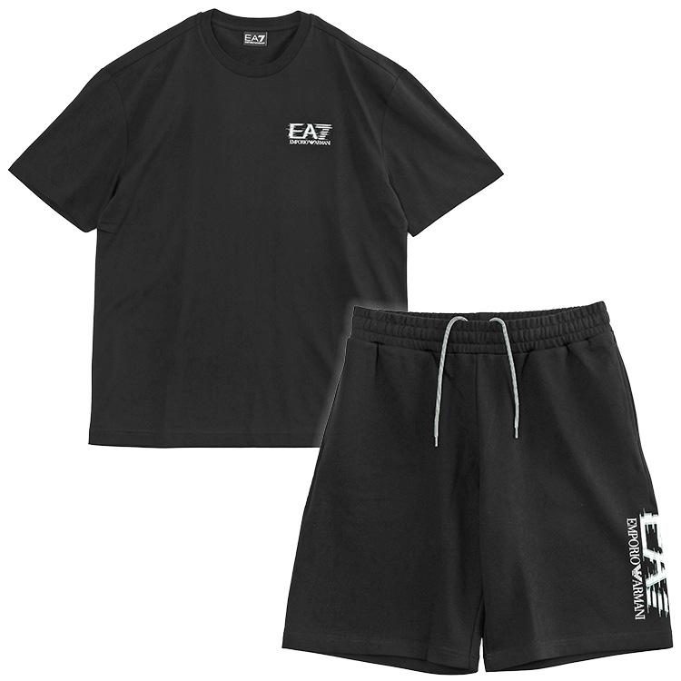 エンポリオ アルマーニ EA7 セットアップ Visibility Tシャツ スウェットハーフパンツ 7M001327/7M001329-AF17787-UC001 ブラック メンズの画像