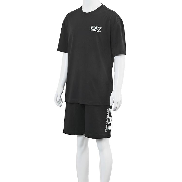 エンポリオ アルマーニ EA7 セットアップ Visibility Tシャツ スウェットハーフパンツ 7M001327/7M001329-AF17787-UC001 ブラック メンズの画像