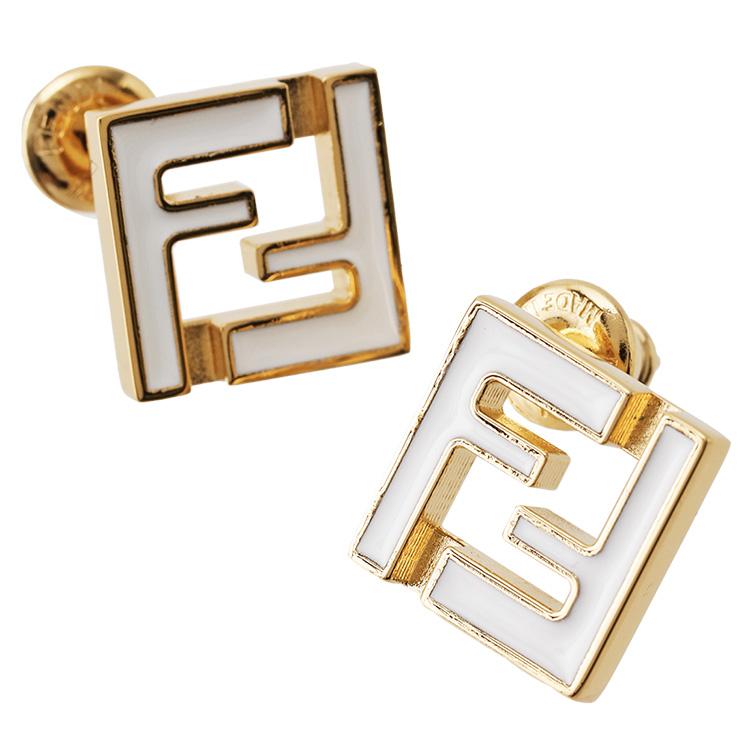 フェンディ FENDI FOREVER FF ピアス ゴールド×ホワイト 8AL294-TL9-F0A47の画像