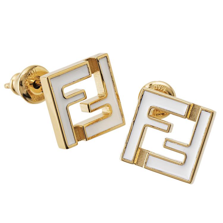 フェンディ FENDI FOREVER FF ピアス ゴールド×ホワイト 8AL294-TL9-F0A47の画像