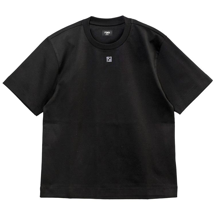 フェンディ FENDI Tシャツ ブラック FFメタルロゴ オーバーサイズ コットン メンズ FY0936-ARYY-F0QA1の画像