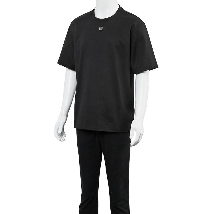 フェンディ FENDI Tシャツ ブラック FFメタルロゴ オーバーサイズ コットン メンズ FY0936-ARYY-F0QA1の画像