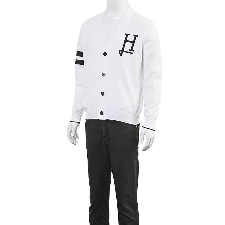 ヘルノ HERNO Hロゴ コットンカーディガン MC000211U 72140 1000 BIANCO メンズ 14ゲージ メリヤス編み レギュラーフィットの画像