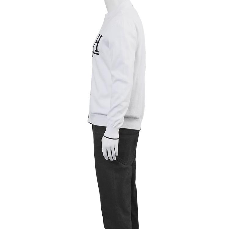 ヘルノ HERNO Hロゴ コットンカーディガン MC000211U 72140 1000 BIANCO メンズ 14ゲージ メリヤス編み レギュラーフィットの画像