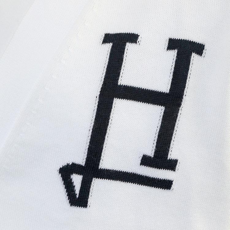 ヘルノ HERNO Hロゴ コットンカーディガン MC000211U 72140 1000 BIANCO メンズ 14ゲージ メリヤス編み レギュラーフィットの画像