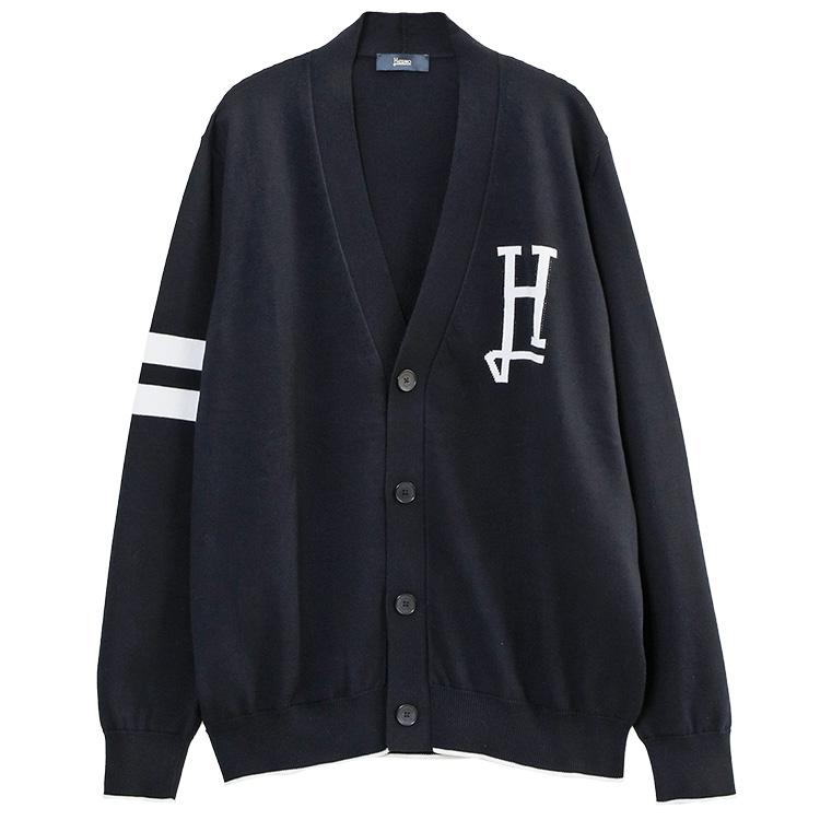 ヘルノ HERNO Hロゴ コットンカーディガン ネイビー MC000211U 72140 9200 BLU NAVY メンズ 14ゲージ メリヤス編み レギュラーフィットの画像