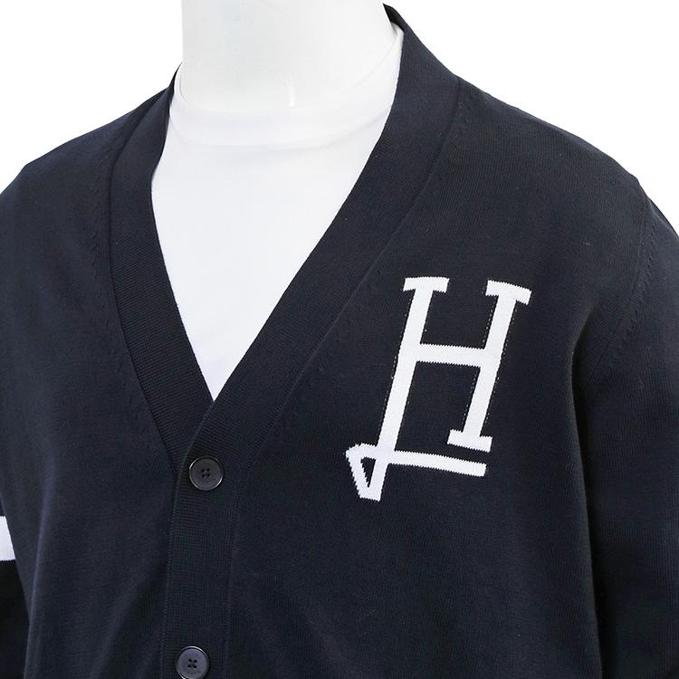 ヘルノ HERNO Hロゴ コットンカーディガン ネイビー MC000211U 72140 9200 BLU NAVY メンズ 14ゲージ メリヤス編み レギュラーフィットの画像