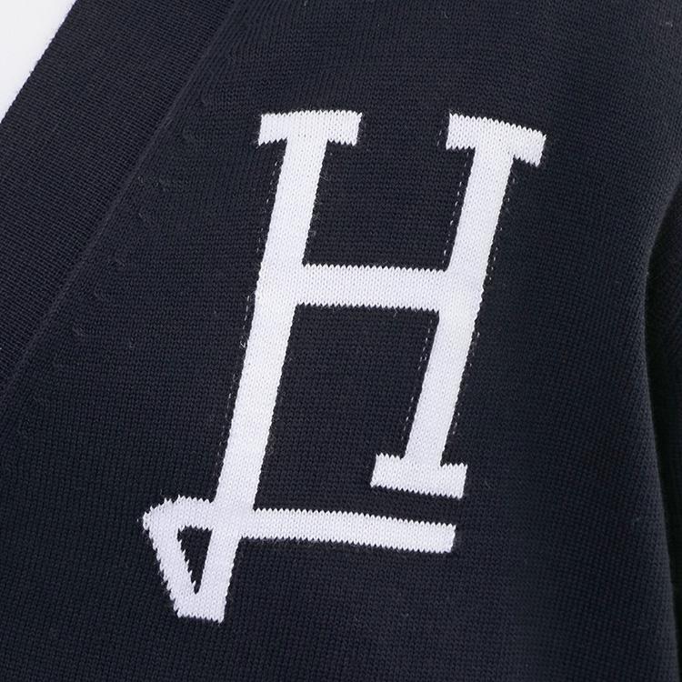 ヘルノ HERNO Hロゴ コットンカーディガン ネイビー MC000211U 72140 9200 BLU NAVY メンズ 14ゲージ メリヤス編み レギュラーフィットの画像