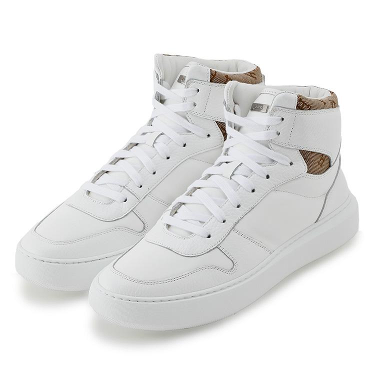 ヘルノ HERNO ハイカット レザー スニーカー SH012UM-SHOE7-1021_BIANCO_BEIGEの画像
