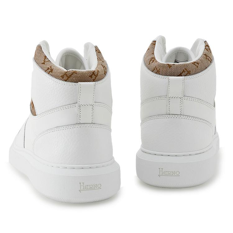 ヘルノ HERNO ハイカット レザー スニーカー SH012UM-SHOE7-1021_BIANCO_BEIGEの画像