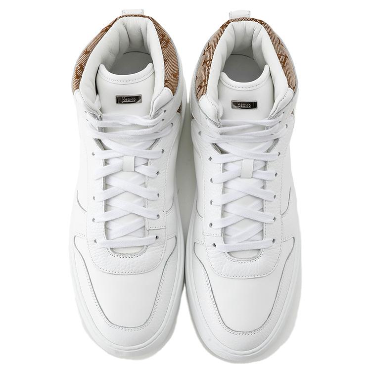 ヘルノ HERNO ハイカット レザー スニーカー SH012UM-SHOE7-1021_BIANCO_BEIGEの画像