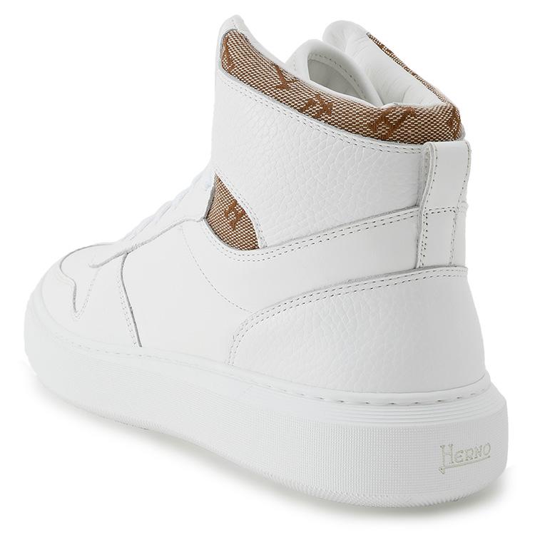 ヘルノ HERNO ハイカット レザー スニーカー SH012UM-SHOE7-1021_BIANCO_BEIGEの画像