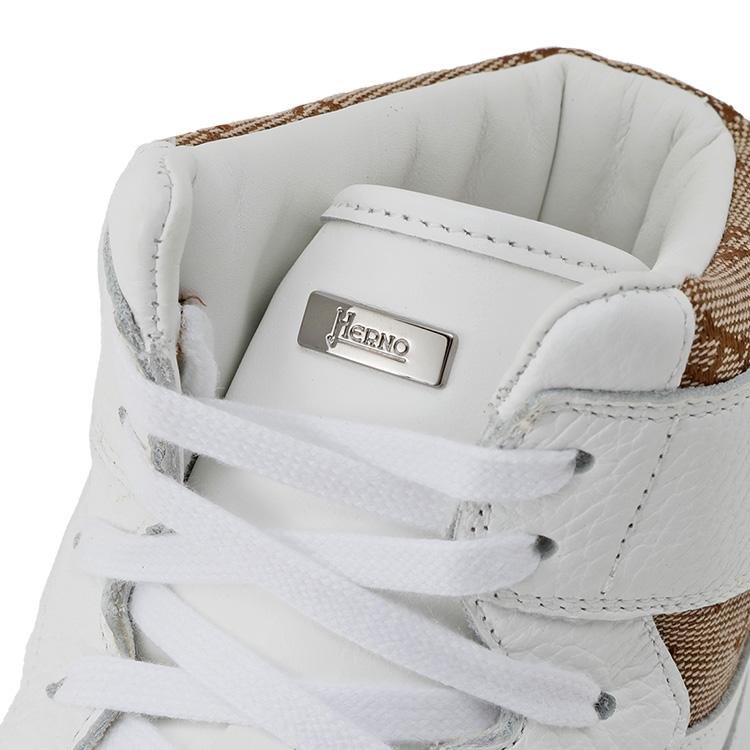ヘルノ HERNO ハイカット レザー スニーカー SH012UM-SHOE7-1021_BIANCO_BEIGEの画像