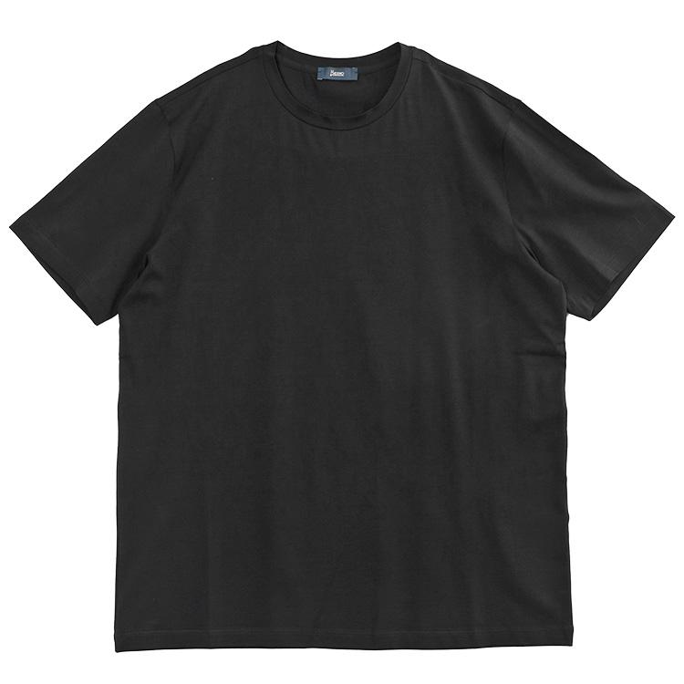 HERNO ヘルノ スーパーファインコットンストレッチカットソー 48 ブラック HERNO（ヘルノ） スーパーファインコットンストレッチ Tシャツ