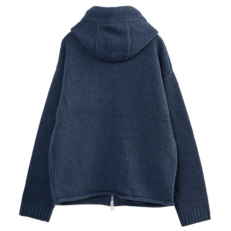 JW ANDERSON ウールニット ジップ パーカー メタルジップ リラックスフィット KW1429-YN0412-768 スティールブルーの画像