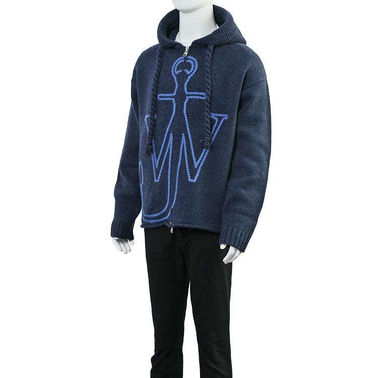 JW ANDERSON ウールニット ジップ パーカー メタルジップ リラックスフィット KW1429-YN0412-768 スティールブルーの画像