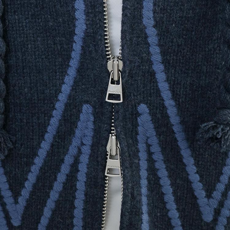 JW ANDERSON ウールニット ジップ パーカー メタルジップ リラックスフィット KW1429-YN0412-768 スティールブルーの画像