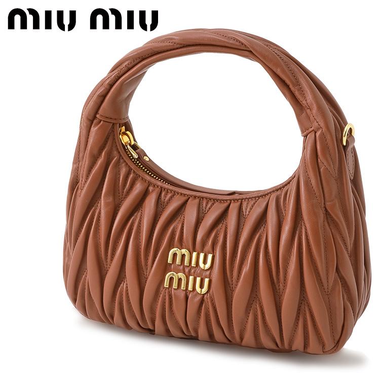 ミュウミュウmiu miu ワンダーマテラッセレザー ホーボーバッグ5NR019 ミュウミュウ miu miu ワンダーマテラッセレザー ホーボーバッグ