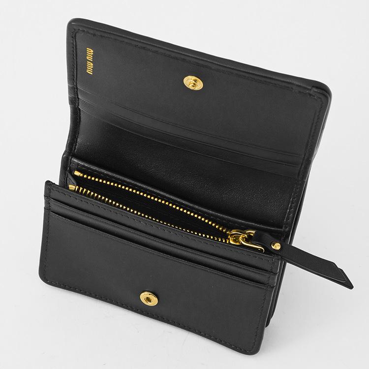 miu miu 二つ折り財布 ブラック miu miu（ミュウミュウ） 二つ折り財布 レザー ブラック : メル