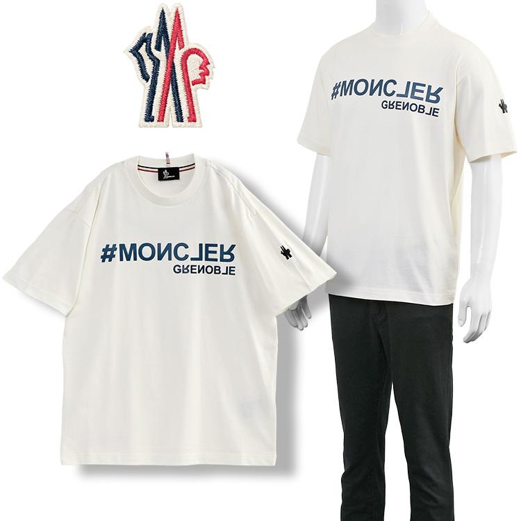 MONCLERホワイト エンボスロゴ Tシャツ 半袖