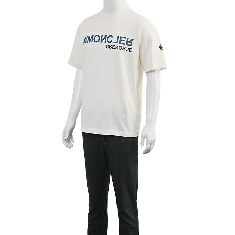 MONCLERホワイト エンボスロゴ Tシャツ 半袖